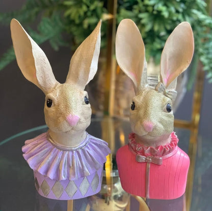 Bunny Bust Figurines, Bunny Bust Decor, Rabbit Figurines Set, Bunny Art Decor, Bunny Decor, Easter Rabbit Figurine, Handmade Rabbit Figurine