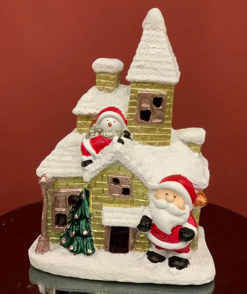 Christmas Village House, Santa Claus Figurine, Christmas House Ornament, Festive Snow House, Christmas Decoration Gift, Christmas Village, Festive Snow Decor