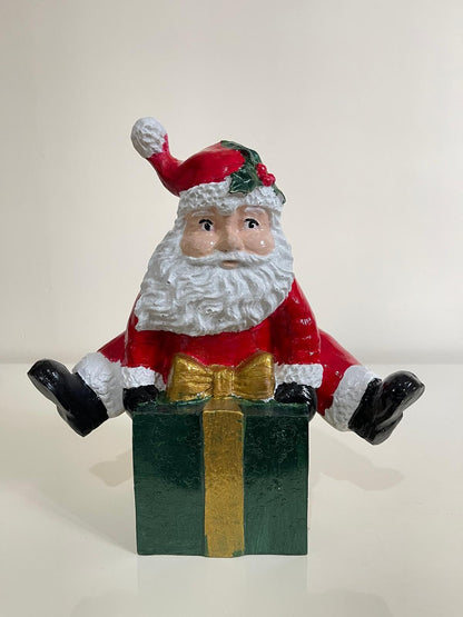 Santa Claus with Gift Box, Hand-Painted Christmas Decor, Santa Claus Figurine, Christmas Statue, Santa Claus Decor, Santa Claus Sculpture, Santa Decor
