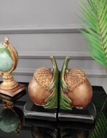Rustic Acorn Bookends, Nature-Inspired Book Stoppers, Oak Leaf Bookend Set, Woodland Home Decor, Acorn Bookends Set, Oak Leaf Bookends, Acorn Bookshelf, Oak Leaf Bookshelf