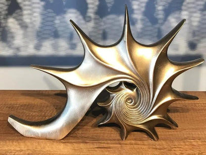 Spiral Fossil Sculpture, Nautical Coastal Decor, Polyester Nautical Fossil Decor, Fossil Shell Statue, Seashell Fossil Sculpture, Fossil Shell Sculpture