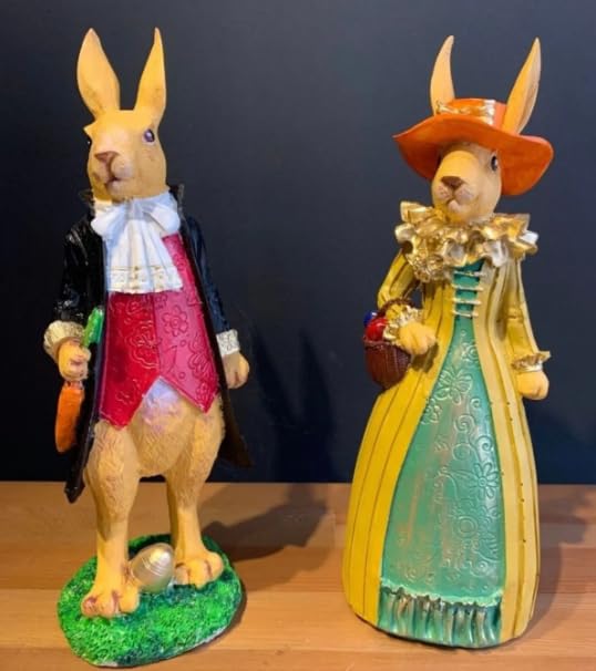 Easter Bunny Decor, Elegant Rabbit Couple, Easter Home Decor, Spring Decoration, Easter Gift, Bunny Sculpture, Easter Rabbit Decor, Easter Rabbit Sculpture