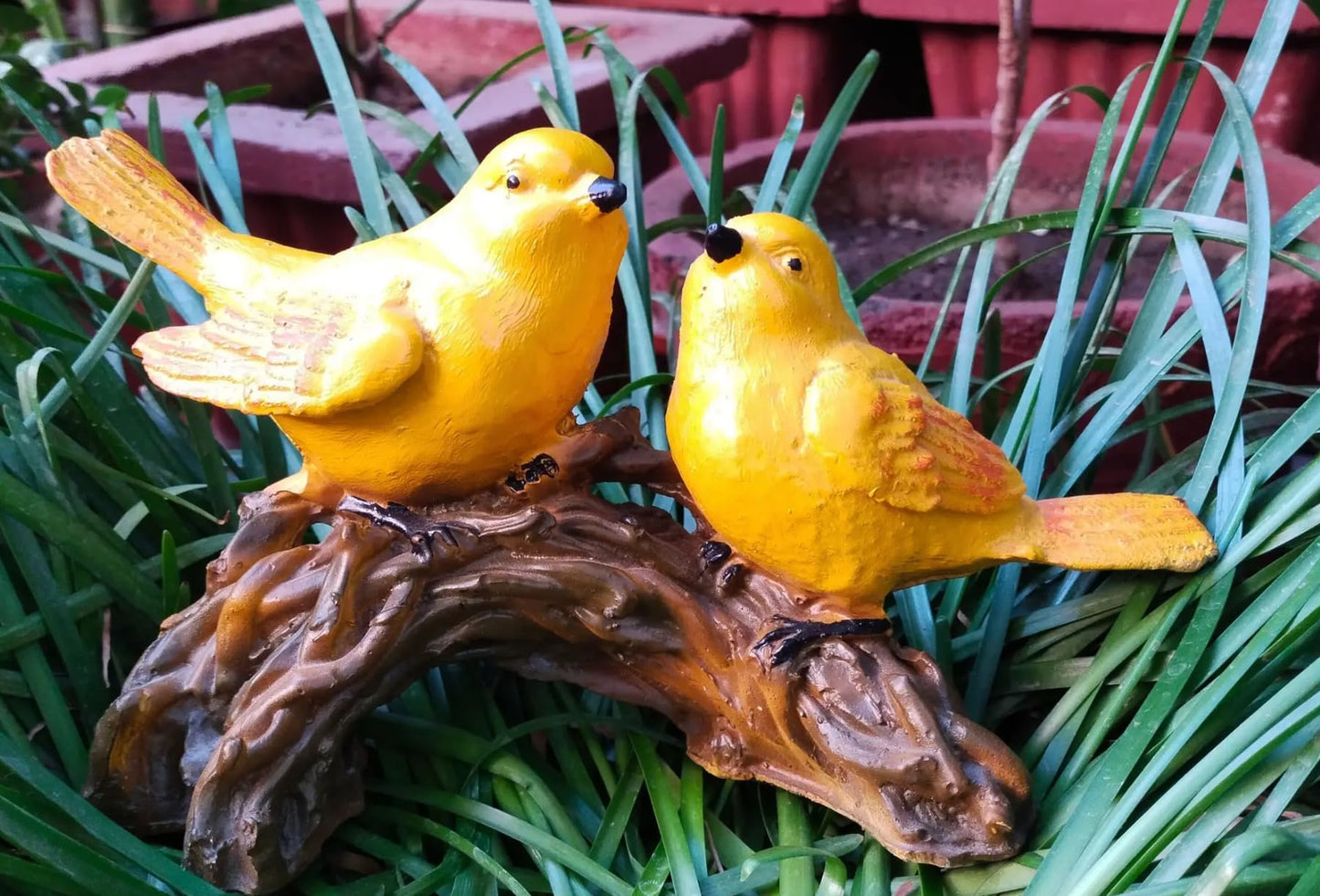Charming Bird Statue with Two Birds on Branch, Polyester Nature Decor, Bird Statue, Bird Sculpture, Bird Decor, Polyester Bird Statue