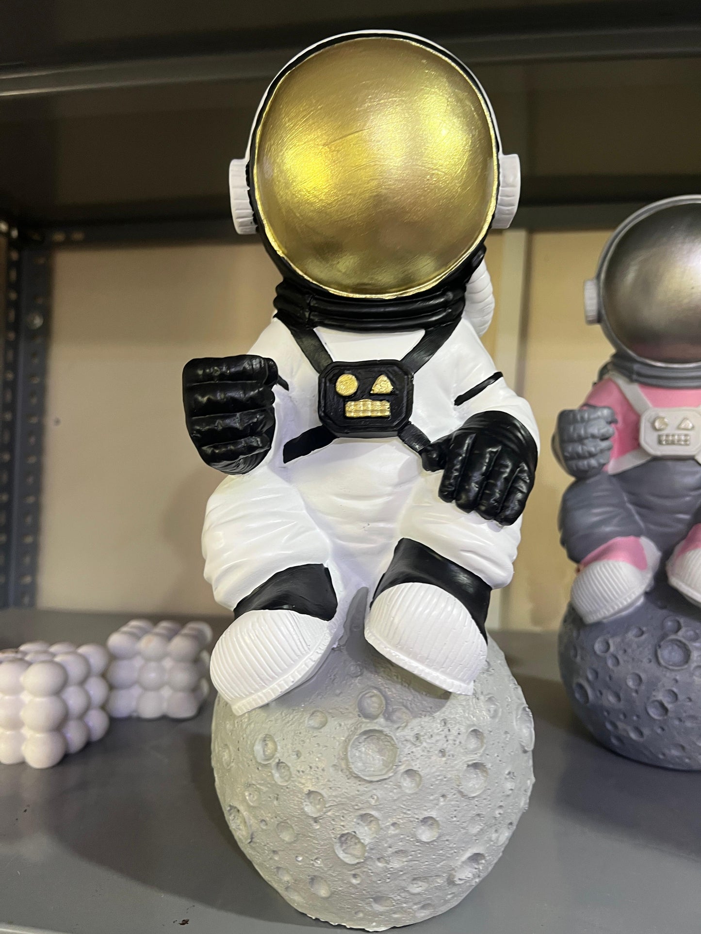 Astronaut On Moon Sculpture, Astronaut Figurine, Space-Themed Home Decor, Astronaut Ornament For Shelves, Unique Space Gifts, Space Decor, Astronaut Sculpture