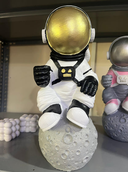 Astronaut On Moon Sculpture, Astronaut Figurine, Space-Themed Home Decor, Astronaut Ornament For Shelves, Unique Space Gifts, Space Decor, Astronaut Sculpture