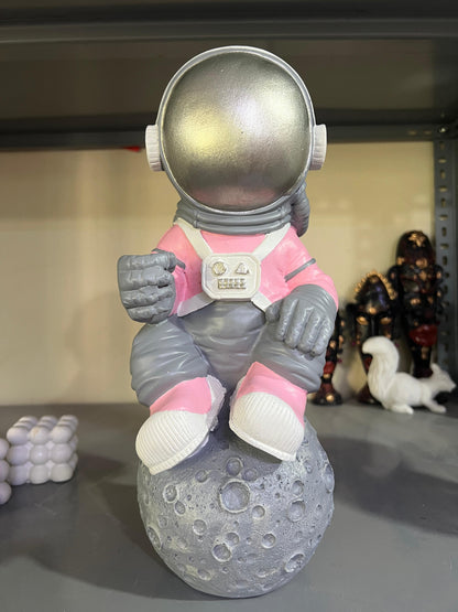 Astronaut On Moon Sculpture, Astronaut Figurine, Space-Themed Home Decor, Astronaut Ornament For Shelves, Unique Space Gifts, Space Decor, Astronaut Sculpture
