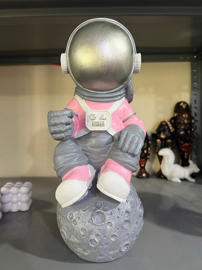 Astronaut On Moon Sculpture, Astronaut Figurine, Space-Themed Home Decor, Astronaut Ornament For Shelves, Unique Space Gifts, Space Decor, Astronaut Sculpture