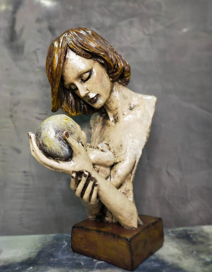 Mother and Baby Statue, Loving Mother and Infant Sculpture, Modern Motherhood Sculpture, Mother with Newborn Statue, Mom Holding Baby Statue