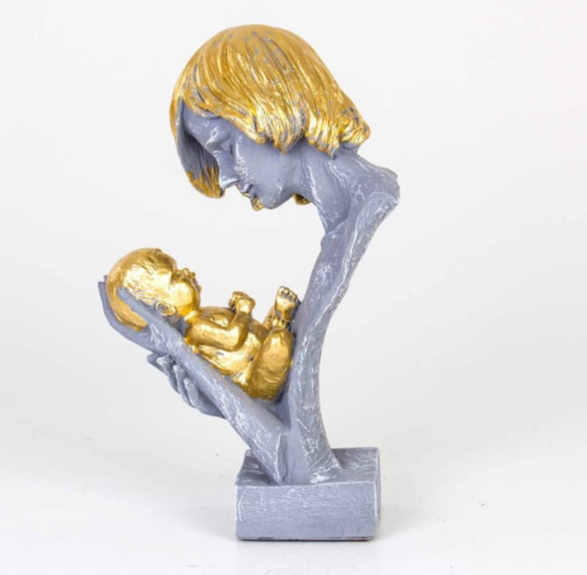 Mother and Baby Statue, Loving Mother and Infant Sculpture, Modern Motherhood Sculpture, Mother with Newborn Statue, Mom Holding Baby Statue