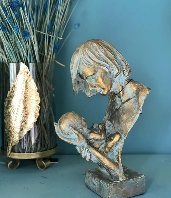 Mother and Baby Statue, Loving Mother and Infant Sculpture, Modern Motherhood Sculpture, Mother with Newborn Statue, Mom Holding Baby Statue