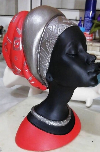 Elegant African Woman Bust Statue, Modern African Woman Statue, Handcrafted African Lady Bust, Decorative African Woman Head Sculpture