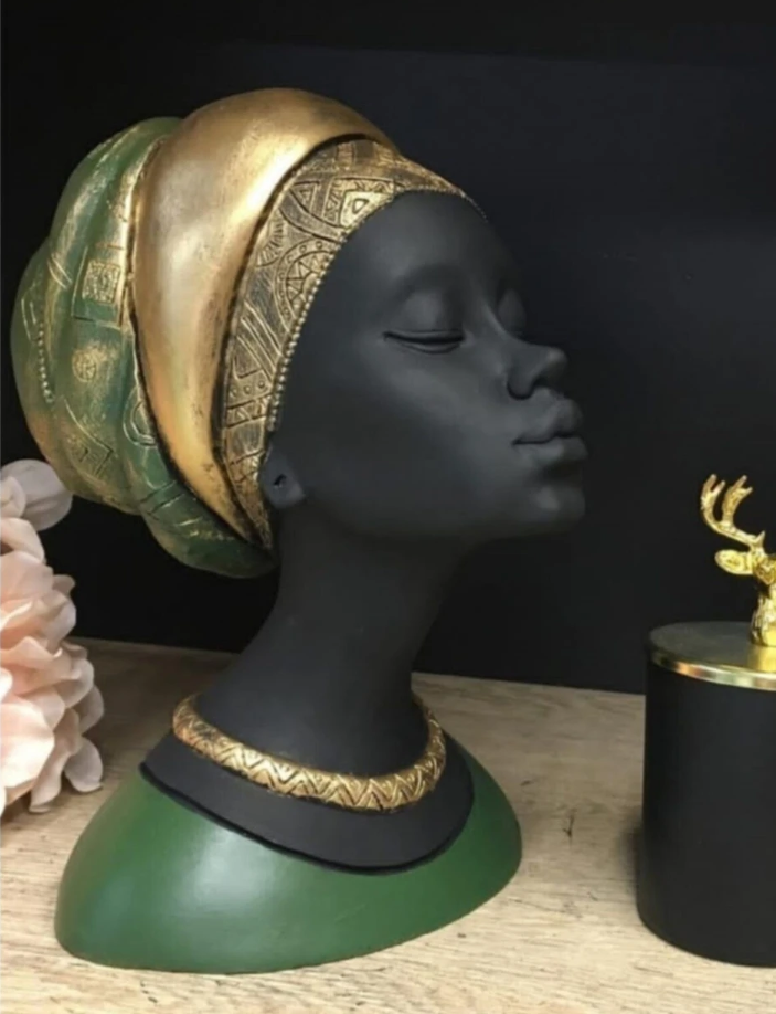 Elegant African Woman Bust Statue, Modern African Woman Statue, Handcrafted African Lady Bust, Decorative African Woman Head Sculpture