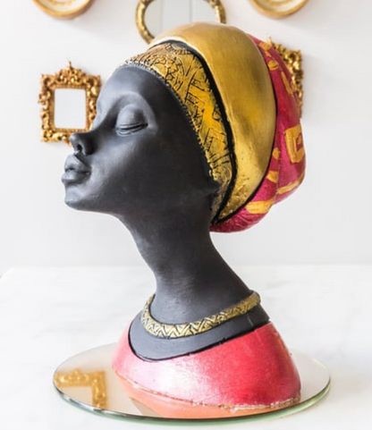Elegant African Woman Bust Statue, Modern African Woman Statue, Handcrafted African Lady Bust, Decorative African Woman Head Sculpture