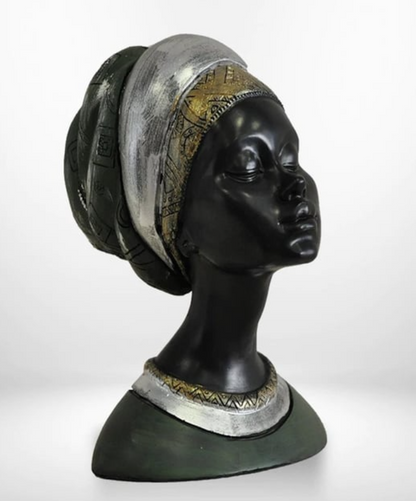 Elegant African Woman Bust Statue, Modern African Woman Statue, Handcrafted African Lady Bust, Decorative African Woman Head Sculpture