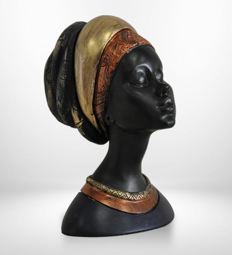 Elegant African Woman Bust Statue, Modern African Woman Statue, Handcrafted African Lady Bust, Decorative African Woman Head Sculpture