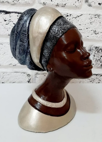 Elegant African Woman Bust Statue, Modern African Woman Statue, Handcrafted African Lady Bust, Decorative African Woman Head Sculpture