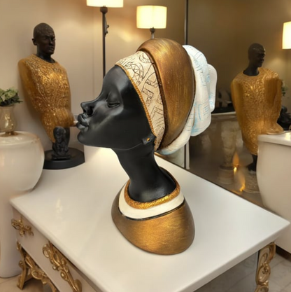 Elegant African Woman Bust Statue, Modern African Woman Statue, Handcrafted African Lady Bust, Decorative African Woman Head Sculpture