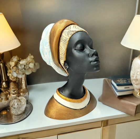 Elegant African Woman Bust Statue, Modern African Woman Statue, Handcrafted African Lady Bust, Decorative African Woman Head Sculpture