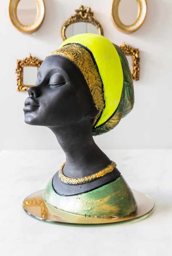 Elegant African Woman Bust Statue, Modern African Woman Statue, Handcrafted African Lady Bust, Decorative African Woman Head Sculpture