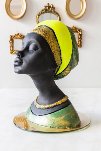 Elegant African Woman Bust Statue, Modern African Woman Statue, Handcrafted African Lady Bust, Decorative African Woman Head Sculpture