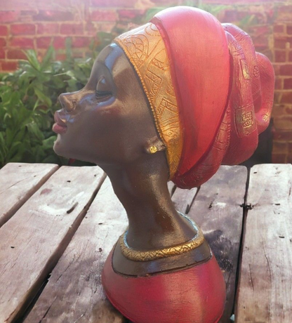 Elegant African Woman Bust Statue, Modern African Woman Statue, Handcrafted African Lady Bust, Decorative African Woman Head Sculpture