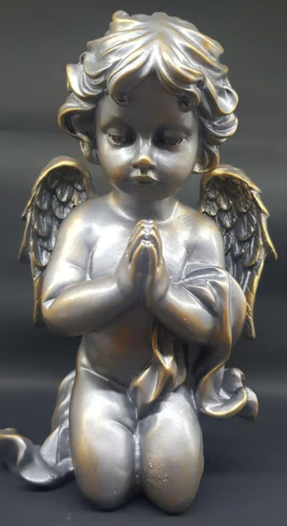 Handmade Praying Angel Decor, Angel Figurine Home Accent, Spiritual Tabletop Sculpture, Serenity Angel Figurine, Decorative Angel Sculpture