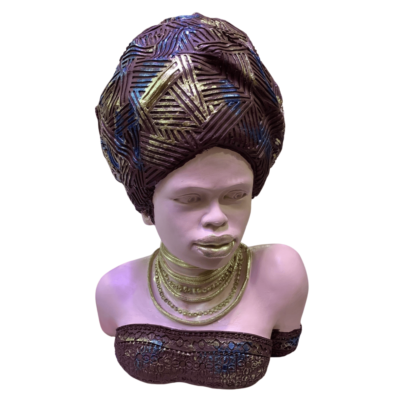 Handcrafted African Woman Statue, Elegant African Lady Bust Statue, Stylish African Woman Statue, Ethnic Home Decor African Woman Statue