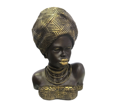 Handcrafted African Woman Statue, Elegant African Lady Bust Statue, Stylish African Woman Statue, Ethnic Home Decor African Woman Statue
