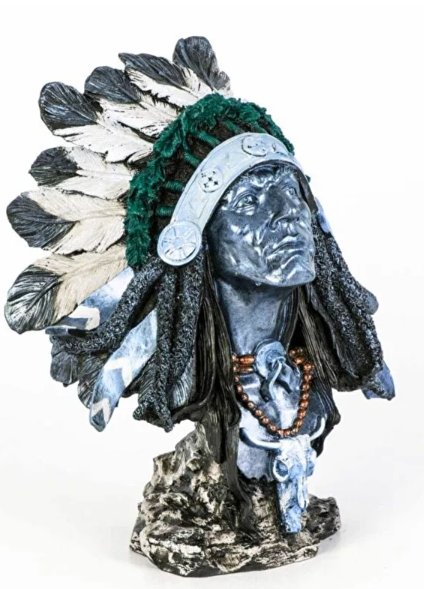 Native American Chief Bust Statue, Polyester Native American Sculpture, Tribal Native American Bust, Ethnic Native American Figurine Bust