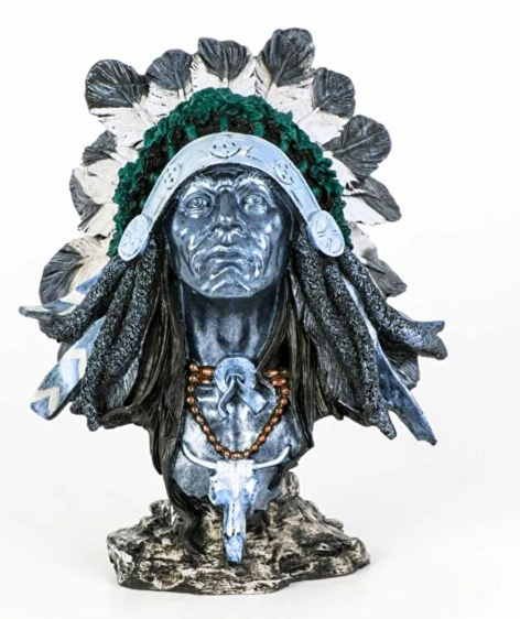 Native American Chief Bust Statue, Polyester Native American Sculpture, Tribal Native American Bust, Ethnic Native American Figurine Bust