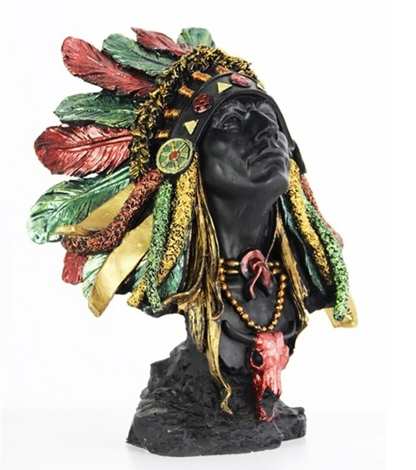 Native American Chief Bust Statue, Polyester Native American Sculpture, Tribal Native American Bust, Ethnic Native American Figurine Bust