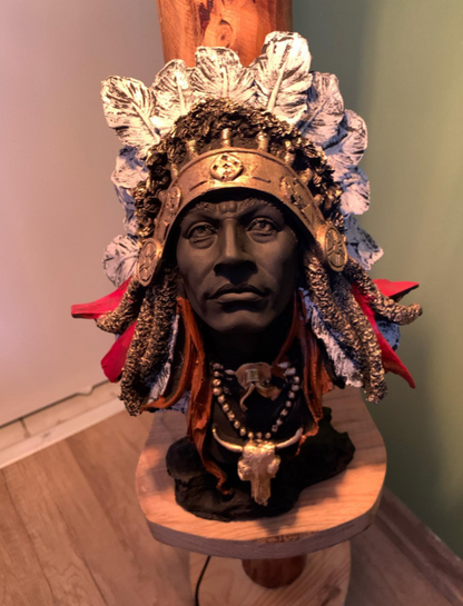 Native American Chief Bust Statue, Polyester Native American Sculpture, Tribal Native American Bust, Ethnic Native American Figurine Bust