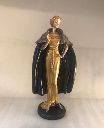 Handmade Woman in Coat Statue, Elegant Lady Figurine, Handmade Woman Figurine, Vintage Coat Sculpture, Handmade Fashion Lady Statue