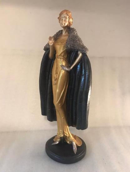 Handmade Woman in Coat Statue, Elegant Lady Figurine, Handmade Woman Figurine, Vintage Coat Sculpture, Handmade Fashion Lady Statue