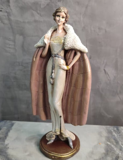 Handmade Woman in Coat Statue, Elegant Lady Figurine, Handmade Woman Figurine, Vintage Coat Sculpture, Handmade Fashion Lady Statue