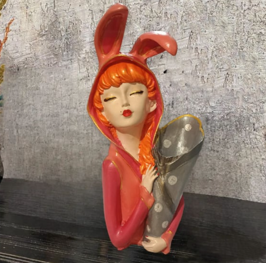 Bunny Ear Girl Figurine, Modern Bunny Ear Girl Statue, Bunny Ear Girl Decor, Bunny Ear Girl Home Decor, Bunny Ear Girl Sculpture, Girl Decor