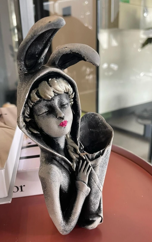 Bunny Ear Girl Figurine, Modern Bunny Ear Girl Statue, Bunny Ear Girl Decor, Bunny Ear Girl Home Decor, Bunny Ear Girl Sculpture, Girl Decor