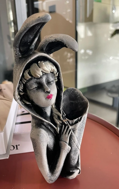 Bunny Ear Girl Figurine, Modern Bunny Ear Girl Statue, Bunny Ear Girl Decor, Bunny Ear Girl Home Decor, Bunny Ear Girl Sculpture, Girl Decor