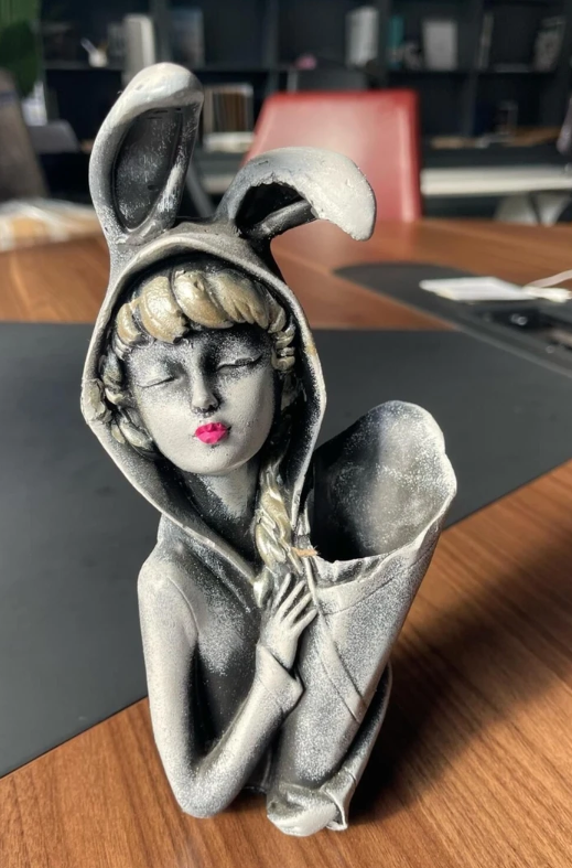 Bunny Ear Girl Figurine, Modern Bunny Ear Girl Statue, Bunny Ear Girl Decor, Bunny Ear Girl Home Decor, Bunny Ear Girl Sculpture, Girl Decor