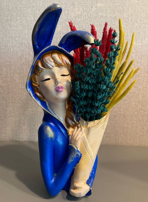 Bunny Ear Girl Figurine, Modern Bunny Ear Girl Statue, Bunny Ear Girl Decor, Bunny Ear Girl Home Decor, Bunny Ear Girl Sculpture, Girl Decor