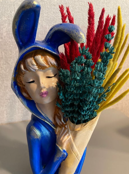 Bunny Ear Girl Figurine, Modern Bunny Ear Girl Statue, Bunny Ear Girl Decor, Bunny Ear Girl Home Decor, Bunny Ear Girl Sculpture, Girl Decor