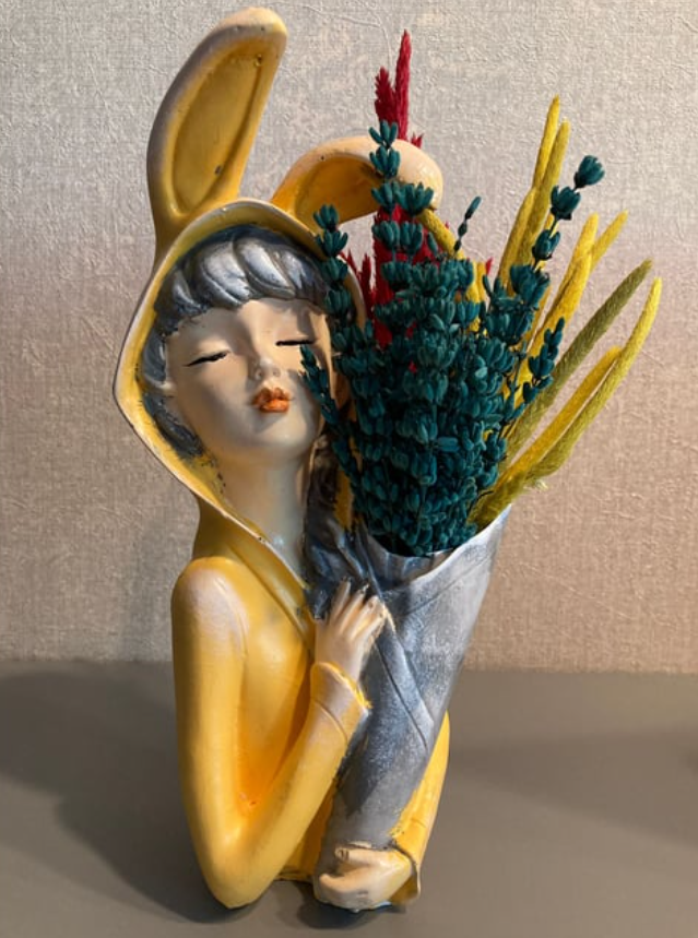 Bunny Ear Girl Figurine, Modern Bunny Ear Girl Statue, Bunny Ear Girl Decor, Bunny Ear Girl Home Decor, Bunny Ear Girl Sculpture, Girl Decor