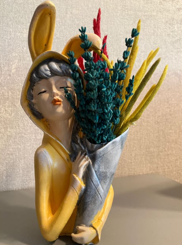 Bunny Ear Girl Figurine, Modern Bunny Ear Girl Statue, Bunny Ear Girl Decor, Bunny Ear Girl Home Decor, Bunny Ear Girl Sculpture, Girl Decor