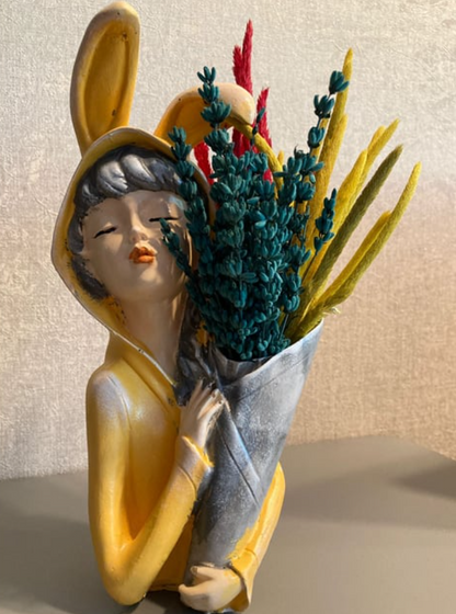 Bunny Ear Girl Figurine, Modern Bunny Ear Girl Statue, Bunny Ear Girl Decor, Bunny Ear Girl Home Decor, Bunny Ear Girl Sculpture, Girl Decor