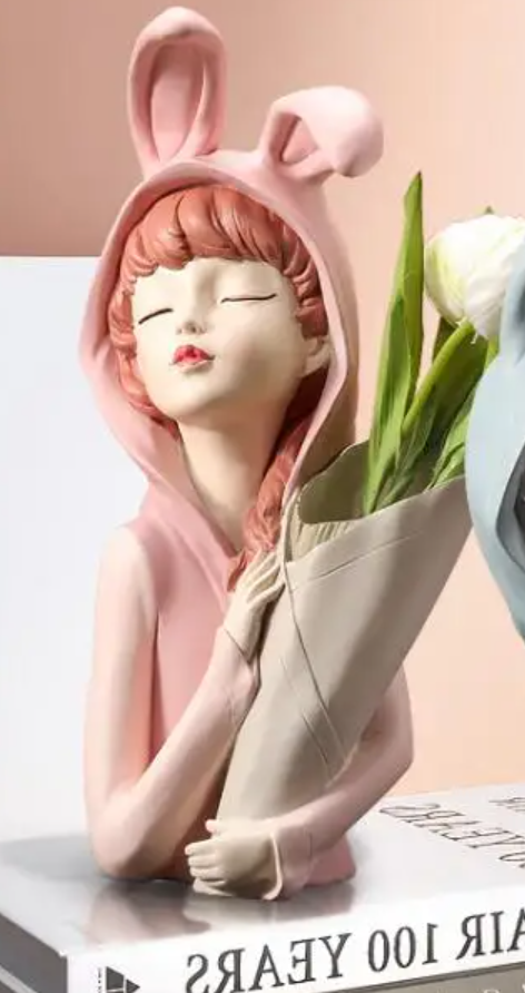 Bunny Ear Girl Figurine, Modern Bunny Ear Girl Statue, Bunny Ear Girl Decor, Bunny Ear Girl Home Decor, Bunny Ear Girl Sculpture, Girl Decor