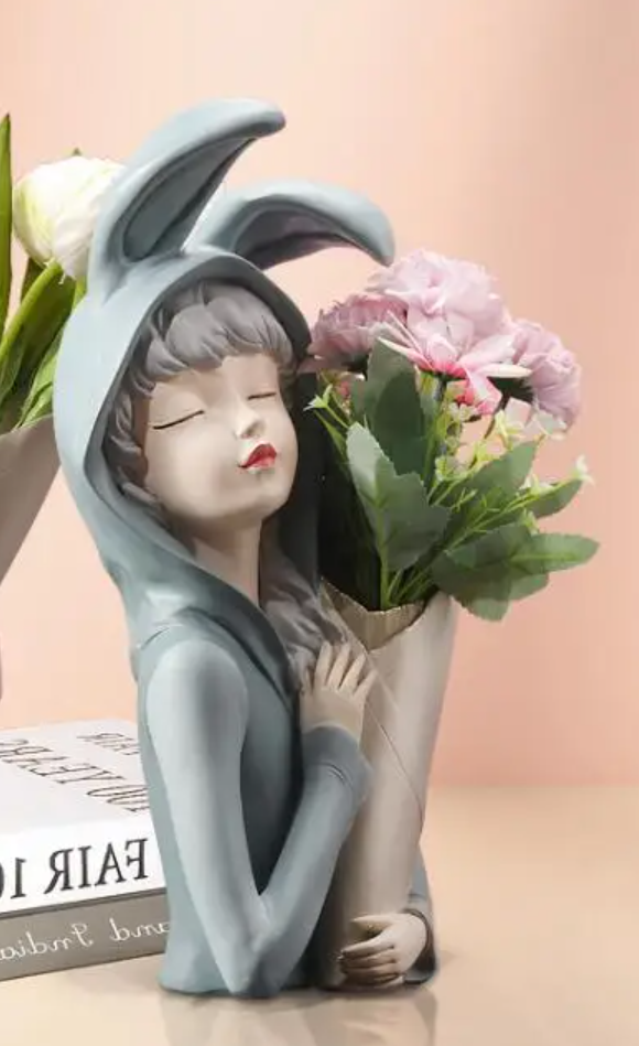 Bunny Ear Girl Figurine, Modern Bunny Ear Girl Statue, Bunny Ear Girl Decor, Bunny Ear Girl Home Decor, Bunny Ear Girl Sculpture, Girl Decor