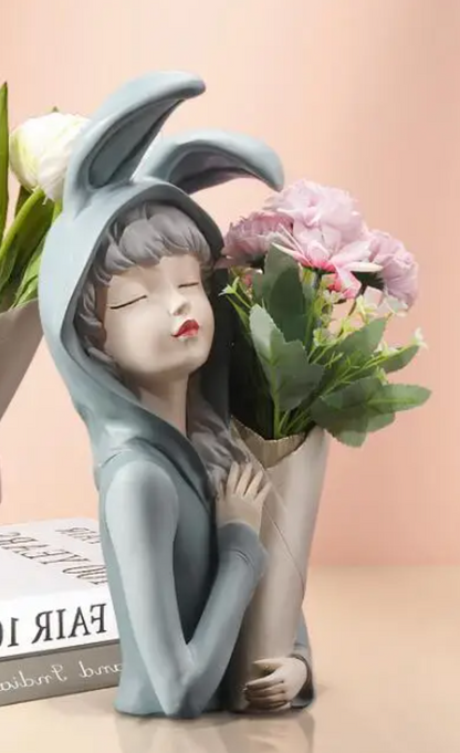 Bunny Ear Girl Figurine, Modern Bunny Ear Girl Statue, Bunny Ear Girl Decor, Bunny Ear Girl Home Decor, Bunny Ear Girl Sculpture, Girl Decor
