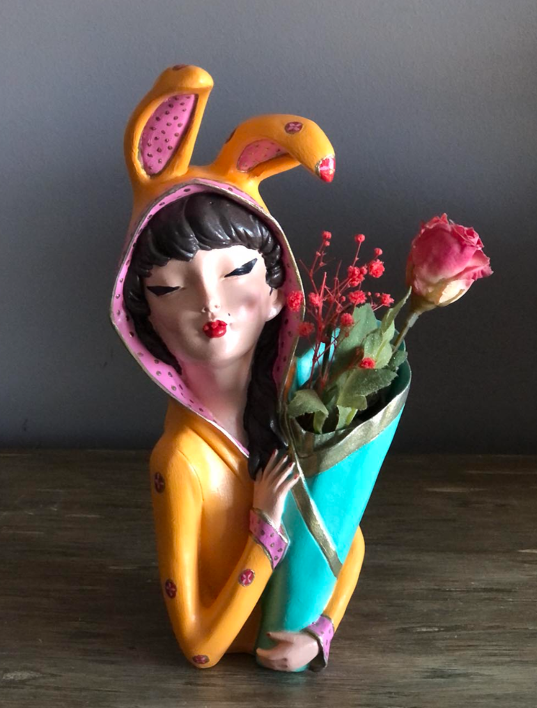 Bunny Ear Girl Figurine, Modern Bunny Ear Girl Statue, Bunny Ear Girl Decor, Bunny Ear Girl Home Decor, Bunny Ear Girl Sculpture, Girl Decor