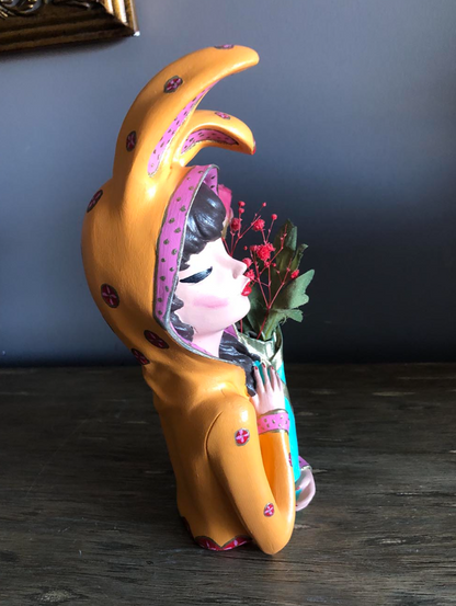 Bunny Ear Girl Figurine, Modern Bunny Ear Girl Statue, Bunny Ear Girl Decor, Bunny Ear Girl Home Decor, Bunny Ear Girl Sculpture, Girl Decor