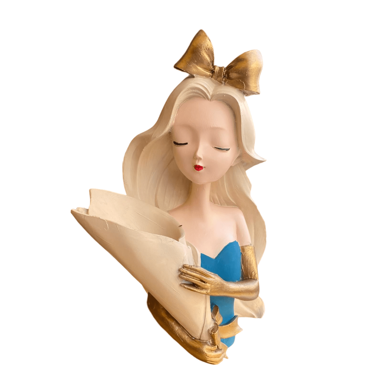 Handmade Girl Holding Flowers Decor, Handmade Girl Statue with Flower Bouquet Decor, Handmade Girl Statue, Handmade Girl Statue, Girl Decor